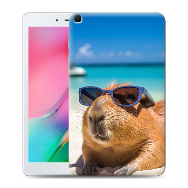 Силиконовый противоударный чехол на Samsung Galaxy Tab A 8.0 (2019) с принтом Капибара Силиконовый противоударный чехол на Samsung Galaxy Tab A 8.0 (2019) с принтом Капибара