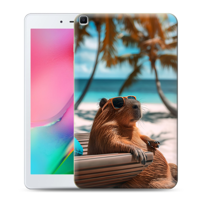 Силиконовый противоударный чехол на Samsung Galaxy Tab A 8.0 (2019) с принтом Капибара Силиконовый противоударный чехол на Samsung Galaxy Tab A 8.0 (2019) с принтом Капибара