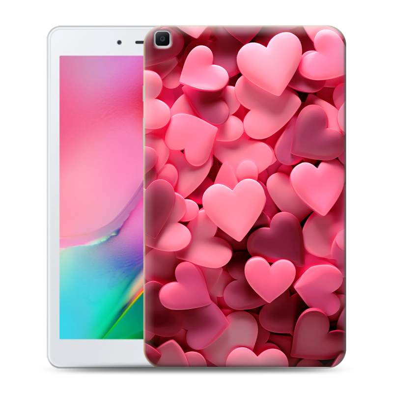 Силиконовый противоударный чехол на Samsung Galaxy Tab A 8.0 (2019) с принтом розовые сердечки Силиконовый противоударный чехол на Samsung Galaxy Tab A 8.0 (2019) с принтом розовые сердечки