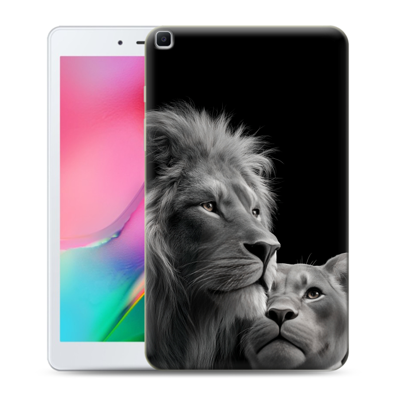 Силиконовый противоударный чехол на Samsung Galaxy Tab A 8.0 (2019) с принтом Лев кошки Силиконовый противоударный чехол на Samsung Galaxy Tab A 8.0 (2019) с принтом Лев кошки