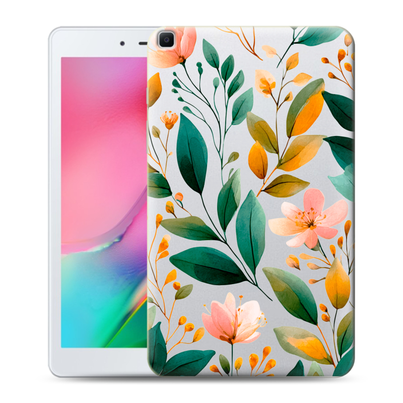Силиконовый противоударный чехол на Samsung Galaxy Tab A 8.0 (2019) с принтом Цветы паттерн Силиконовый противоударный чехол на Samsung Galaxy Tab A 8.0 (2019) с принтом Цветы паттерн