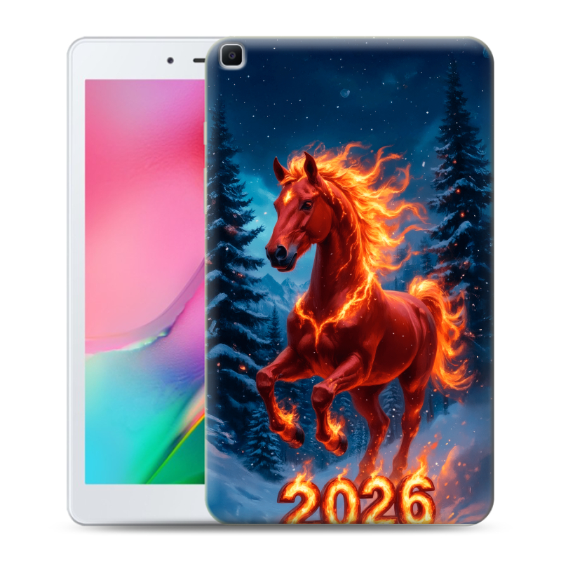 Силиконовый противоударный чехол на Samsung Galaxy Tab A 8.0 (2019) с принтом Новый год коня Силиконовый противоударный чехол на Samsung Galaxy Tab A 8.0 (2019) с принтом Новый год коня