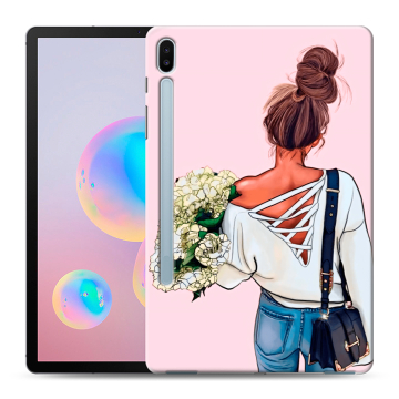 Силиконовый чехол на планшета Samsung Galaxy Tab S6 с принтом Девушка и букет Силиконовый чехол на планшета Samsung Galaxy Tab S6 с принтом Девушка и букет