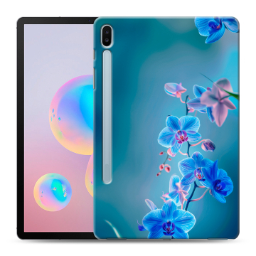 Силиконовый чехол на Samsung Galaxy Tab S6 с принтом Голубые цветы Силиконовый чехол на Samsung Galaxy Tab S6 с принтом Голубые цветы