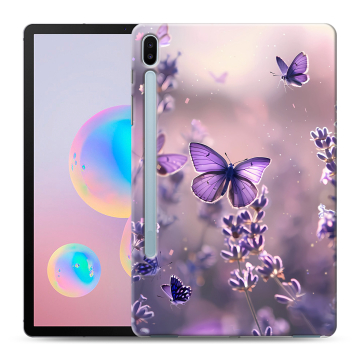 Силиконовый чехол на Samsung Galaxy Tab S6 с принтом бабочки и лаванда Силиконовый чехол на Samsung Galaxy Tab S6 с принтом бабочки и лаванда