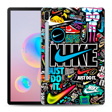 Силиконовый чехол на Samsung Galaxy Tab S6 с принтом найк nike черный