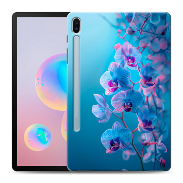 Силиконовый чехол на Samsung Galaxy Tab S6 с принтом голубые орхидеи