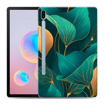 Силиконовый чехол на Samsung Galaxy Tab S6 с принтом Листья и золото