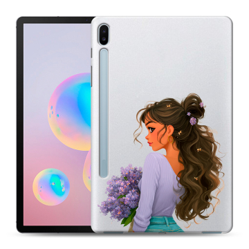 Силиконовый чехол на Samsung Galaxy Tab S6 с принтом девушка цветы