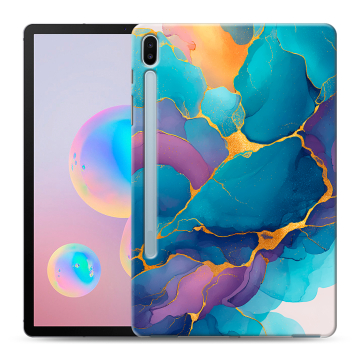 Силиконовый чехол на Samsung Galaxy Tab S6 с принтом Мрамор блестки