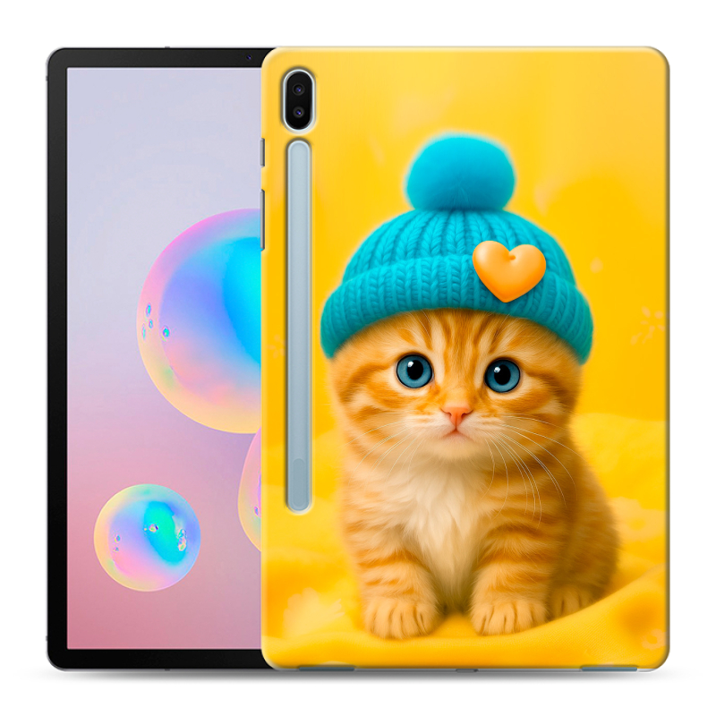 Силиконовый противоударный чехол на Samsung Galaxy Tab S6 с принтом Котенок в шапке Силиконовый противоударный чехол на Samsung Galaxy Tab S6 с принтом Котенок в шапке