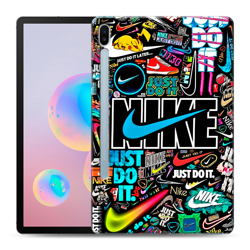 Силиконовый противоударный чехол на Samsung Galaxy Tab S6 с принтом найк nike черный Силиконовый противоударный чехол на Samsung Galaxy Tab S6 с принтом найк nike черный
