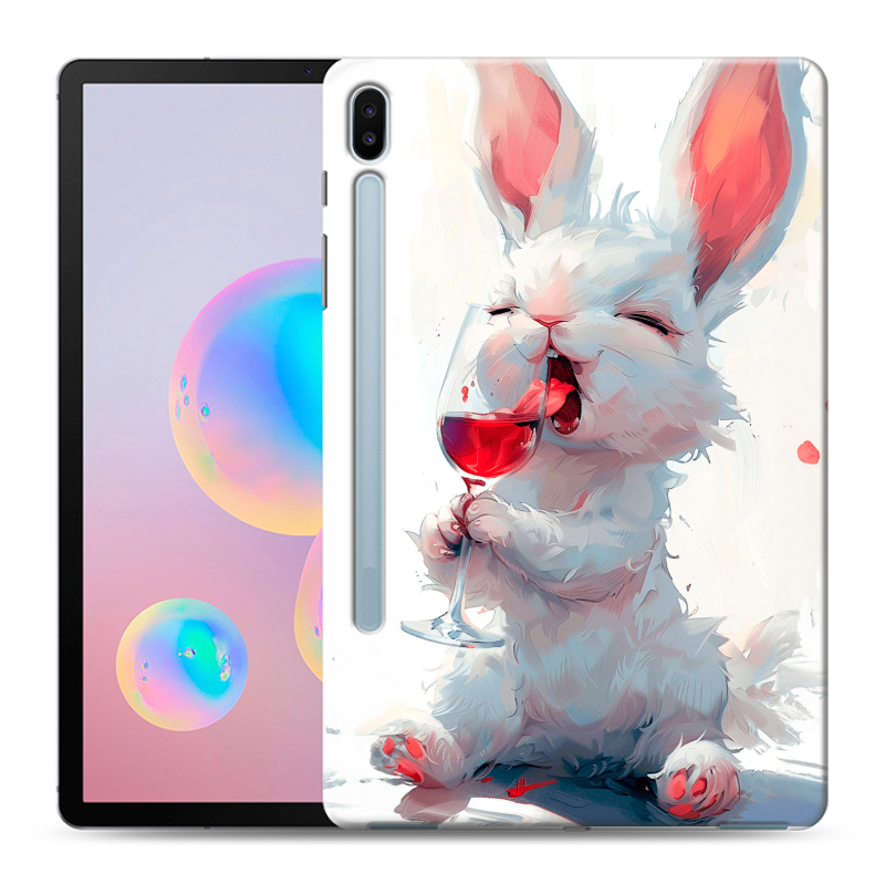 Силиконовый противоударный чехол на Samsung Galaxy Tab S6 с принтом кролик зайчик Силиконовый противоударный чехол на Samsung Galaxy Tab S6 с принтом кролик зайчик