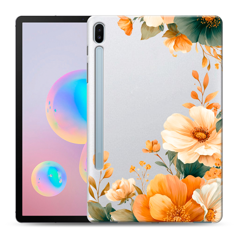 Силиконовый противоударный чехол на Samsung Galaxy Tab S6 с принтом Цветы принт Силиконовый противоударный чехол на Samsung Galaxy Tab S6 с принтом Цветы принт