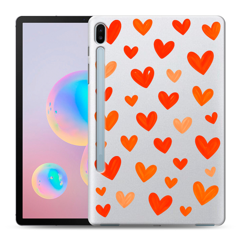 Силиконовый противоударный чехол на Samsung Galaxy Tab S6 с принтом Сердечки Силиконовый противоударный чехол на Samsung Galaxy Tab S6 с принтом Сердечки
