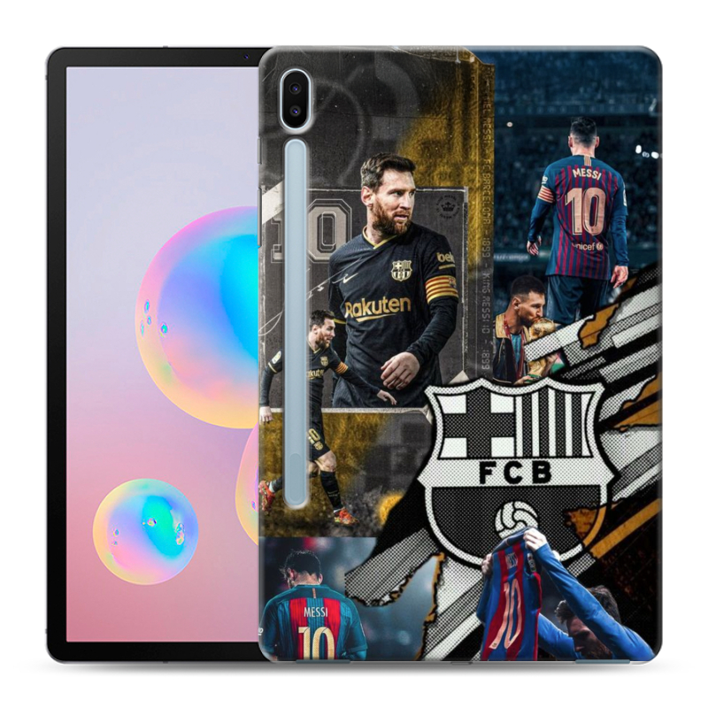 Силиконовый противоударный чехол на Samsung Galaxy Tab S6 с принтом Messi Barcelona Силиконовый противоударный чехол на Samsung Galaxy Tab S6 с принтом Messi Barcelona