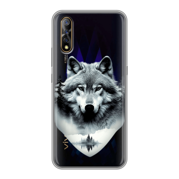 Силиконовый противоударный чехол на Vivo V17 Neo с принтом Волк в лесу