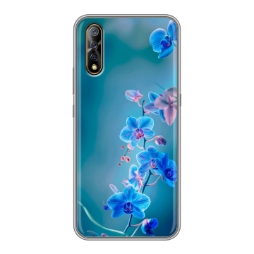 Силиконовый противоударный чехол на Vivo V17 Neo с принтом Голубые цветы