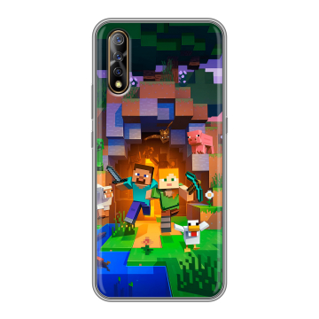 Силиконовый противоударный чехол на Vivo V17 Neo с принтом Майнкрафт Minecraft