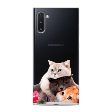 Силиконовый чехол на Samsung Galaxy Note 10 с принтом Кошки Силиконовый чехол на Samsung Galaxy Note 10 с принтом Кошки