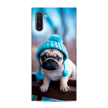 Силиконовый чехол на Samsung Galaxy Note 10 с принтом Мопс в шапке Силиконовый чехол на Samsung Galaxy Note 10 с принтом Мопс в шапке