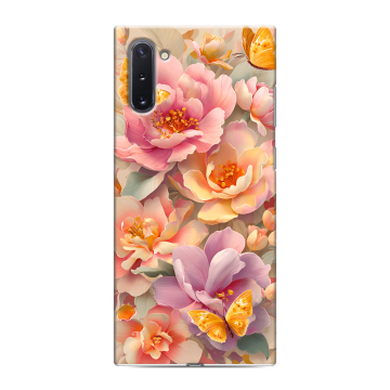 Силиконовый чехол на Samsung Galaxy Note 10 с принтом Цветы и бабочки