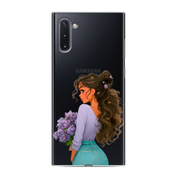Силиконовый чехол на Samsung Galaxy Note 10 с принтом девушка цветы