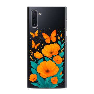 Силиконовый чехол на Samsung Galaxy Note 10 с принтом цветы бабочки