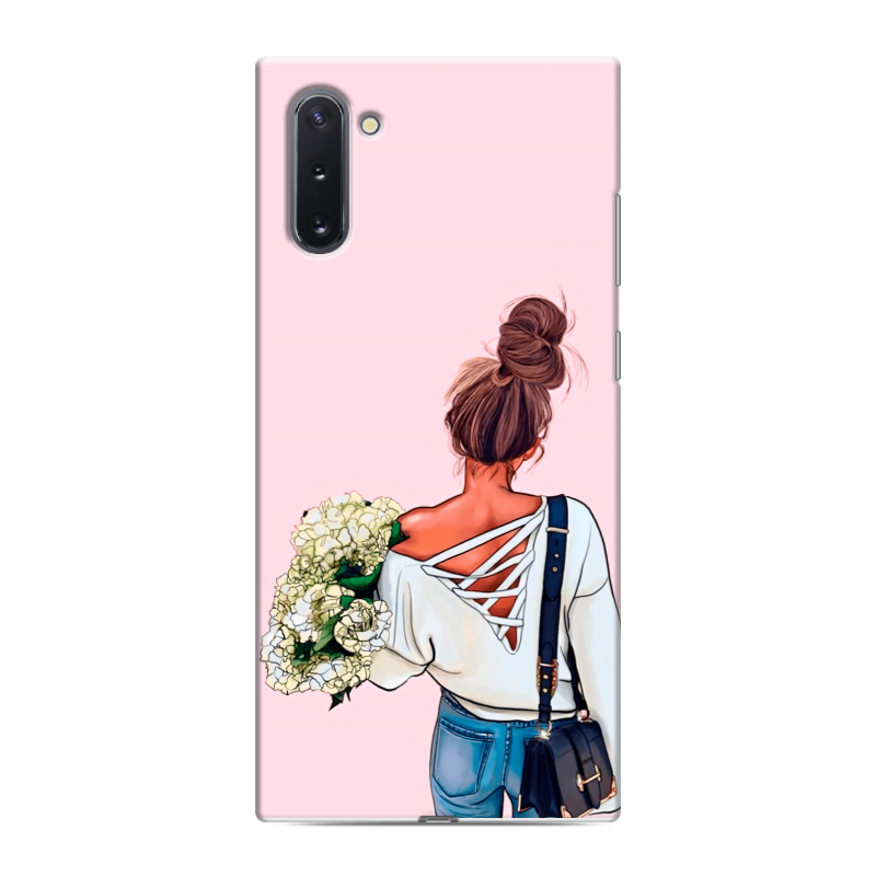 Силиконовый чехол на Samsung Galaxy Note 10 с принтом Девушка и букет Силиконовый чехол на Samsung Galaxy Note 10 с принтом Девушка и букет