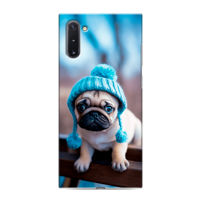 Силиконовый чехол на Samsung Galaxy Note 10 с принтом Мопс в шапке Силиконовый чехол на Samsung Galaxy Note 10 с принтом Мопс в шапке
