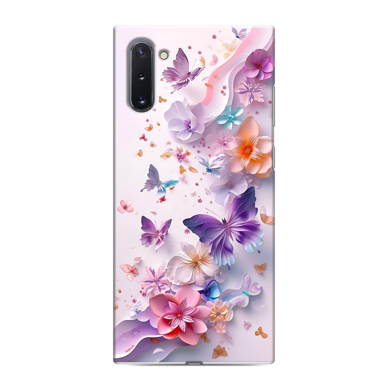 Силиконовый чехол на Samsung Galaxy Note 10 с принтом цветы бабочки Силиконовый чехол на Samsung Galaxy Note 10 с принтом цветы бабочки