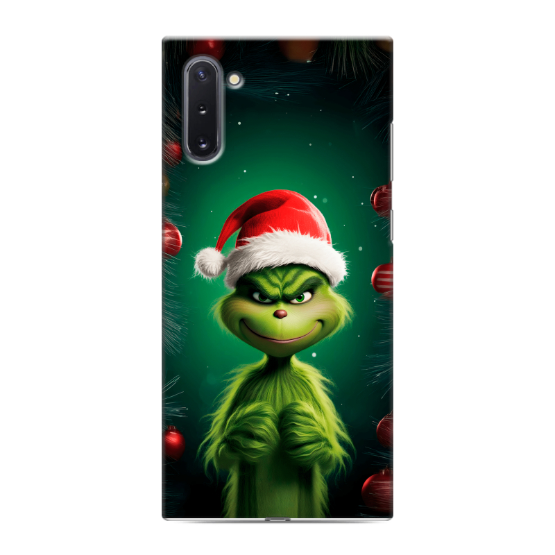 Силиконовый противоударный чехол на Samsung Galaxy Note 10 с принтом Гринч Новый год Рождество Силиконовый противоударный чехол на Samsung Galaxy Note 10 с принтом Гринч Новый год Рождество