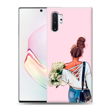Силиконовый чехол на Samsung Galaxy Note 10 Plus с принтом Девушка и букет Силиконовый чехол на Samsung Galaxy Note 10 Plus с принтом Девушка и букет