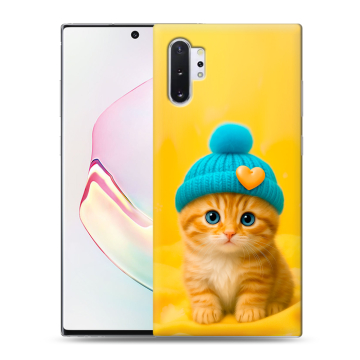Силиконовый чехол на Samsung Galaxy Note 10 Plus с принтом Котенок в шапке