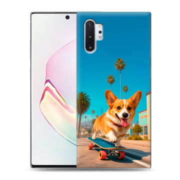 Силиконовый чехол на Samsung Galaxy Note 10 Plus с принтом Корги на скейте Силиконовый чехол на Samsung Galaxy Note 10 Plus с принтом Корги на скейте