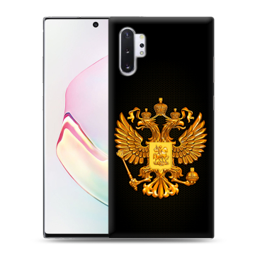 Силиконовый чехол на Samsung Galaxy Note 10 Plus с принтом Герб России желтый Силиконовый чехол на Samsung Galaxy Note 10 Plus с принтом Герб России желтый