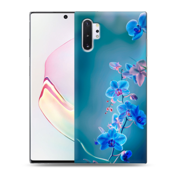 Силиконовый чехол на Samsung Galaxy Note 10 Plus с принтом Голубые цветы Силиконовый чехол на Samsung Galaxy Note 10 Plus с принтом Голубые цветы