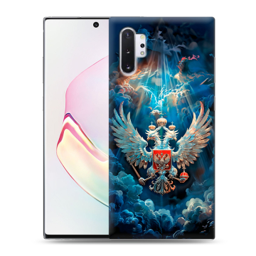 Силиконовый чехол на Samsung Galaxy Note 10 Plus с принтом Герб флаг России Силиконовый чехол на Samsung Galaxy Note 10 Plus с принтом Герб флаг России