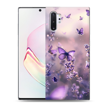 Силиконовый чехол на Samsung Galaxy Note 10 Plus с принтом бабочки и лаванда Силиконовый чехол на Samsung Galaxy Note 10 Plus с принтом бабочки и лаванда