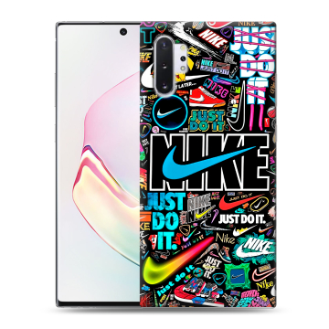 Силиконовый чехол на Samsung Galaxy Note 10 Plus с принтом найк nike черный