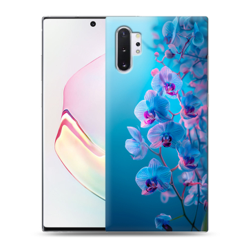 Силиконовый чехол на Samsung Galaxy Note 10 Plus с принтом голубые орхидеи Силиконовый чехол на Samsung Galaxy Note 10 Plus с принтом голубые орхидеи