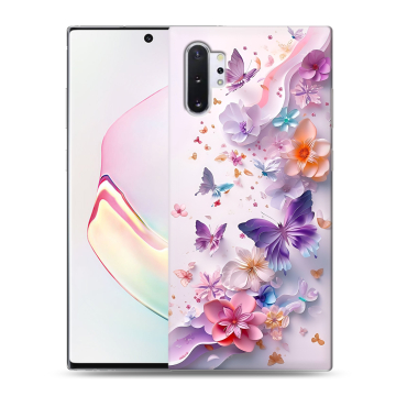 Силиконовый чехол на Samsung Galaxy Note 10 Plus с принтом цветы бабочки Силиконовый чехол на Samsung Galaxy Note 10 Plus с принтом цветы бабочки