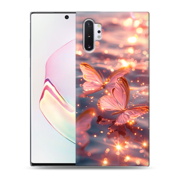 Силиконовый чехол на Samsung Galaxy Note 10 Plus с принтом бабочки розовые Силиконовый чехол на Samsung Galaxy Note 10 Plus с принтом бабочки розовые