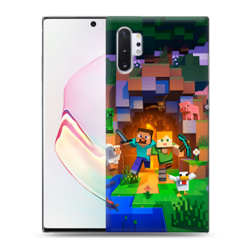 Силиконовый чехол на Samsung Galaxy Note 10 Plus с принтом Майнкрафт Minecraft