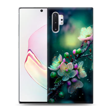 Силиконовый чехол на Samsung Galaxy Note 10 Plus с принтом Цветы и мрамор Силиконовый чехол на Samsung Galaxy Note 10 Plus с принтом Цветы и мрамор