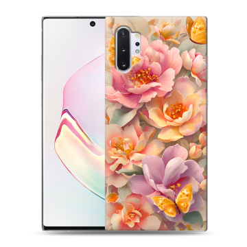 Силиконовый чехол на Samsung Galaxy Note 10 Plus с принтом Цветы и бабочки Силиконовый чехол на Samsung Galaxy Note 10 Plus с принтом Цветы и бабочки
