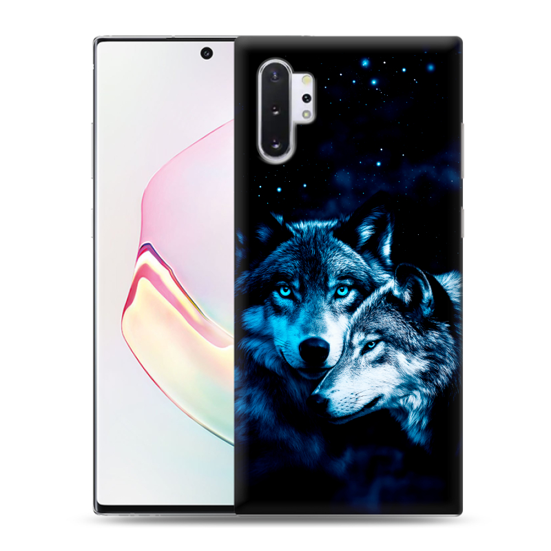 Силиконовый противоударный чехол на Samsung Galaxy Note 10 Plus с принтом Волки Силиконовый противоударный чехол на Samsung Galaxy Note 10 Plus с принтом Волки