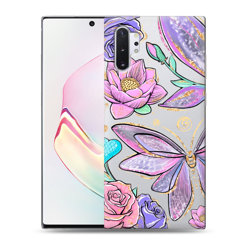 Силиконовый чехол на Samsung Galaxy Note 10 Plus с принтом Бабочки и цветы Силиконовый чехол на Samsung Galaxy Note 10 Plus с принтом Бабочки и цветы