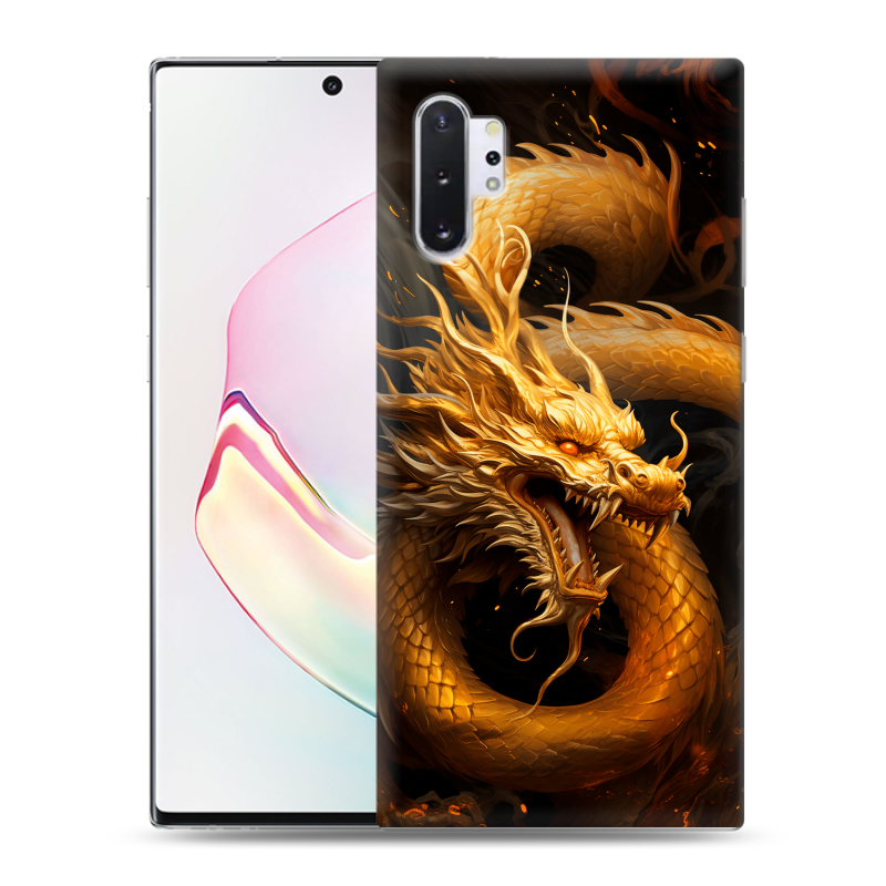 Силиконовый чехол на Samsung Galaxy Note 10 Plus с принтом Золотой дракон Силиконовый чехол на Samsung Galaxy Note 10 Plus с принтом Золотой дракон