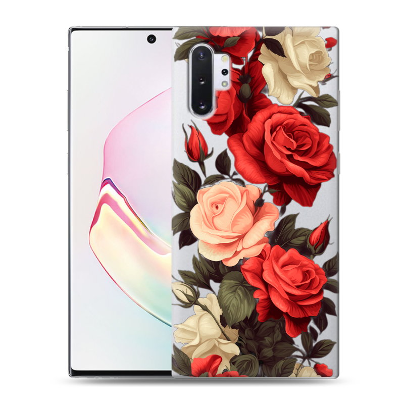 Силиконовый противоударный чехол на Samsung Galaxy Note 10 Plus с принтом Розы Силиконовый противоударный чехол на Samsung Galaxy Note 10 Plus с принтом Розы
